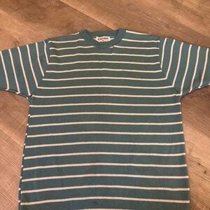 Alfred Dunner Aqua and White Striped‎ Sweater